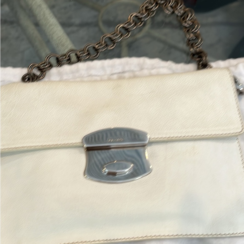 Vintage PRADA White Chain Shoulder Bag